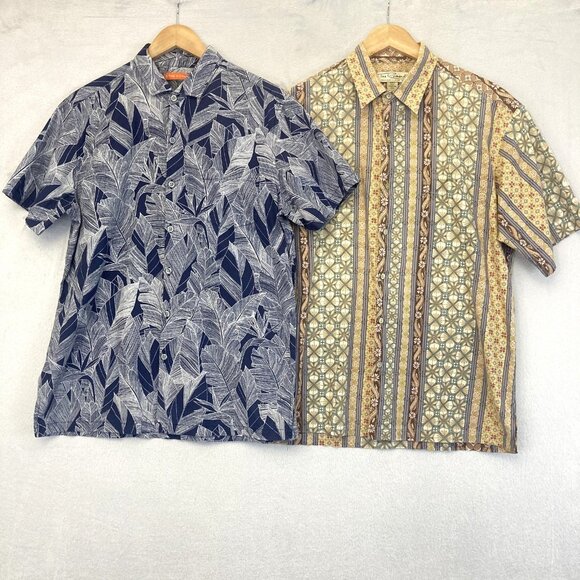 Lot of 2 Vintage Tori Richard Hawaiian Shirt Mens Medium Cotton Tiki Resort USA - Picture 1 of 16